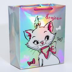 !Пакет 2 штуки голография горизонтальный "Bonjour", Коты Аристократы, 25 х 21 х 10 см