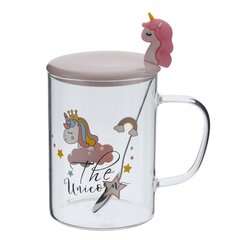 Кружка с крышкой и ложкой 450 мл, L8 W8 H11 см