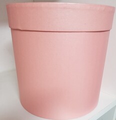 !09 Коробка шляпная с крышкой 20x20 см. цвет розовый