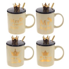 Кружка с крышкой и ложкой, 400 мл, L12,5 W9 H13,5 см,дизайн микс