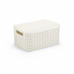 Корзина RATTAN STYLE BOX S  крышка кремовая