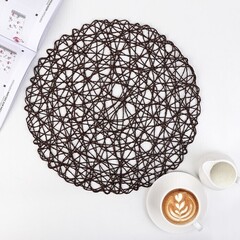 !09 Салфетка сервировочная (набор 2 штуки) на стол «Одуванчик»,38×38 см, цвет коричневый