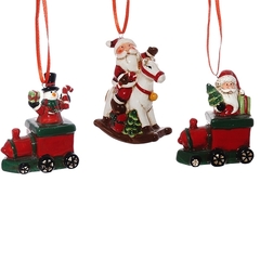 Украшение новогоднее "Дед Мороз/Снеговик", L8,5 W3,5 H10,5 см, 3в.