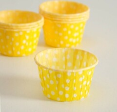 !09 НАБОР ИЗ 40 ШТУК - Форма для выпечки "Маффин", желтый в белый горох, 5 х 4 см.
