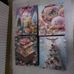 Пакет подарочный (бумага 210г/м2, блок 12шт), L30 W12 H39 см, 4в.