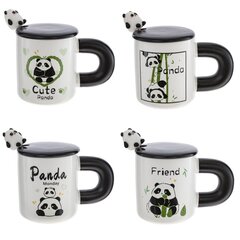 Кружка с крышкой и ложкой, 430 мл, L8,5 W8,5 H9,8 см, дизайн микс