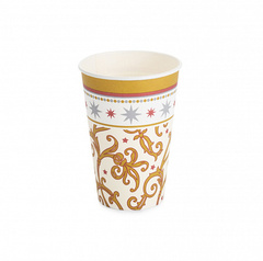 Стаканчики картонные РОЖДЕСТВЕНСКИЕ МОТИВЫ кремовые 0.2 л 10шт