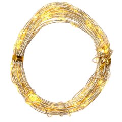 Электрогирлянда, L1055 W0,1 H0,1 см  (100 теп белых LED, 8 реж свеч,серебр шнур, 3 W)