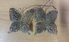 !Елочное украшение 2 штуки бабочки "Classic Silver"