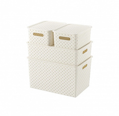 Набор корзинок БЕРЕСТА слоновая кость 4шт с крышками (14л, 7.5 л, 3л-2шт)