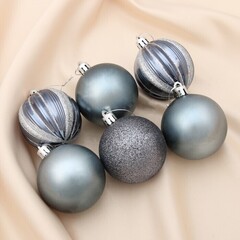 !09 Набор елочных шаров 12 штук пластик d-6 см. "Перелив" , цвет микс