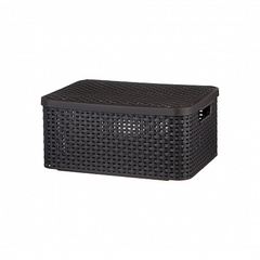 Корзина RATTAN STYLE BOX M  крышка тёмно-коричневая