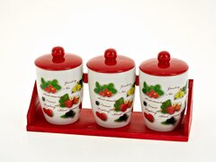 !09 БАНКИ ДЛЯ СЫПУЧИХ ПРОДУКТОВ, НАБОР 3ШТ.,700 мл. "САДОВАЯ ЯГОДА" банки высокие