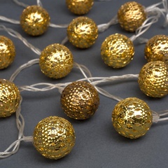 !09 Гирлянда «Нить» 4 м с насадками «Шарик с узором», IP20, прозрачная нить, 20 LED, свечение тёплое белое, 8 режимов, 220 В