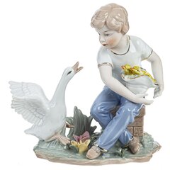 Фигурка декоративная "Мальчик и гусь", Д19 Ш9 В17 см