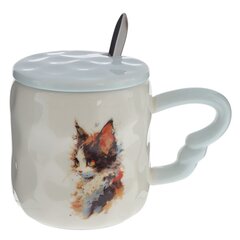 Кружка с крышкой и ложкой, 350 мл, L14 W9 H10 см