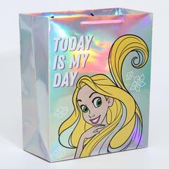 !Пакет 2 штуки голография горизонтальный "Today is my day", Принцессы, 25 х 21 х 10 см