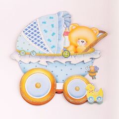 !09 Набор из 3-х декоративных наклеек "Коляска": Наклейка декоративная самоклеющаяся, 35,5 х 25 см., цвет Голубой + Розовый