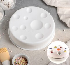 !09 Форма силиконовая для муссовых десертов и выпечки «Луна», 19,5×4,7 см, цвет белый