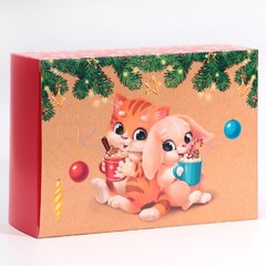 !09 Коробка складная (набор 2 штуки) «Зайчики», 22 × 30 × 10 см.