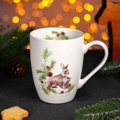 !09 Кружка «Новогоднее вдохновение. Зайка и зайчонок», 350 мл, матовая