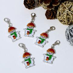 !09 Шарм новогодний (набор 4 штуки) «Снеговик», цветной в серебре