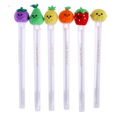 !09 Ручка гелевая - прикол (набор 6 штук) МИКС Ягоды/Фрукты/Овощи, вращающаяся
