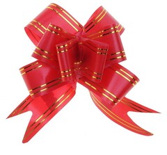 !Бант-бабочка №3 "Золотые полосы", 8 штук цвет красный, d=7-8 см