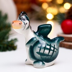 !09 Сувенир (набор 2 штуки) "Дракон Летучий" гжель цвет, 6,5 см