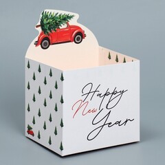!Коробка для мини-букетов 4 штуки «Happy New Year», 12 х 17 х 10 см