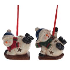 Украшение новогоднее "Снеговик" с подсветкой 2, L7 W5 H7 см, 2в.