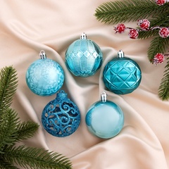 !09 Набор елочных шаров 16 штук «Винтаж», шары новогодние, d=6 см. цвет голубой дизайн микс