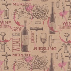 !09 Бумага крафт (набор 4 листа) «Wine» 50 × 70 см.