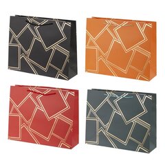 Пакет подарочный (бумага 210г/м2, блок микс 12шт), L39 W11 H30 см, 4в.