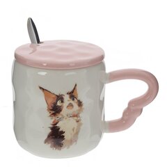 Кружка с крышкой и ложкой, 350 мл, L14 W9 H10 см