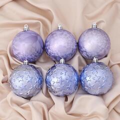 !09 Набор елочных шаров (набор 12 штук) «Звёздный», d=8 см, цвет сиреневый