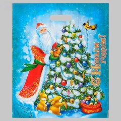 !Пакет "Мороз Иванович",  4 штуки полиэтиленовый с вырубной ручкой, 40 х 47 см, 45 мкм