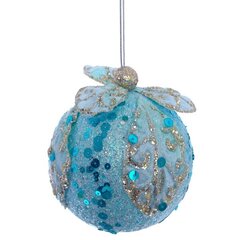 Украшение новогоднее Шар "Фантазия в голубом", D 10 см, L10 W10 H10 см