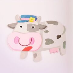 !09 Набор из 3-х декоративных наклеек "Домашние животные": Наклейка декоративная самоклеющаяся, 35,5 х 25 см., дизайн ЦЫПЛЕНОК+КОРОВА+БАБОЧКА