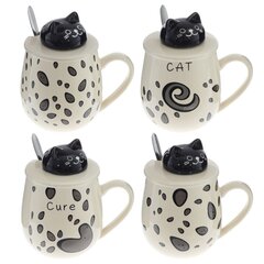 Кружка с крышкой и ложкой, 350 мл, L13 W9 H13 см, 4в.