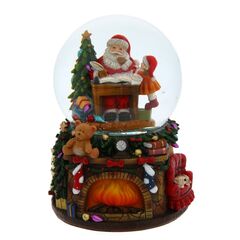 Фигурка декор в стекл шаре "Дед Мороз" (муз, вьюга, ААх3, н/п), D 10 см, L10,5 W10,5 H15 см