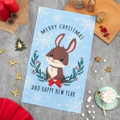 !09 Комплект из 3-х полотенец: Полотенце "Зайчишка" 35х60 см, 100% хлопок, 160 г/м2