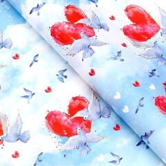 !09 Бумага крафт (набор 4 листа) «Любовь и голубь» 50 × 70 см.