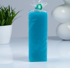 !09 Свеча цветная парафиновая "Квадрат" 8x8x20 cм цвет бирюзовый