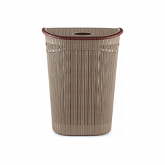 Корзина для белья 52л с крышкой бежевая