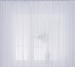 !09 Тюль " Сабина" 300*280 см., бежевая с полосами, шторная лента