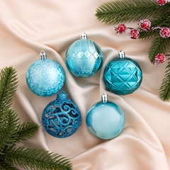 !09 Набор елочных шаров 32 штуки «Винтаж», шары новогодние, d=6 см. цвет голубой дизайн микс