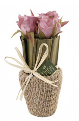 !09 Декоративная композиция "Розы", 9x9x20 см. цвет розовый