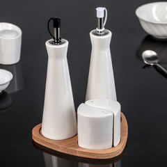 !09 Набор для специй «Эстет», 4 предмета: 2 соусника, солонка, перечница, на деревянной подставке