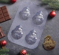 !09 Форма для шоколада и конфет «Мини дед мороз», размер ячейки 5×7 см, цвет прозрачный